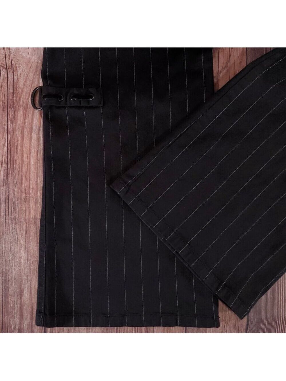 Vtg Tripp NYC Sz 13 Striper Black Tone Boot Cut Pants Pinstripe Goth Punk Y2K - Picture 9 of 15